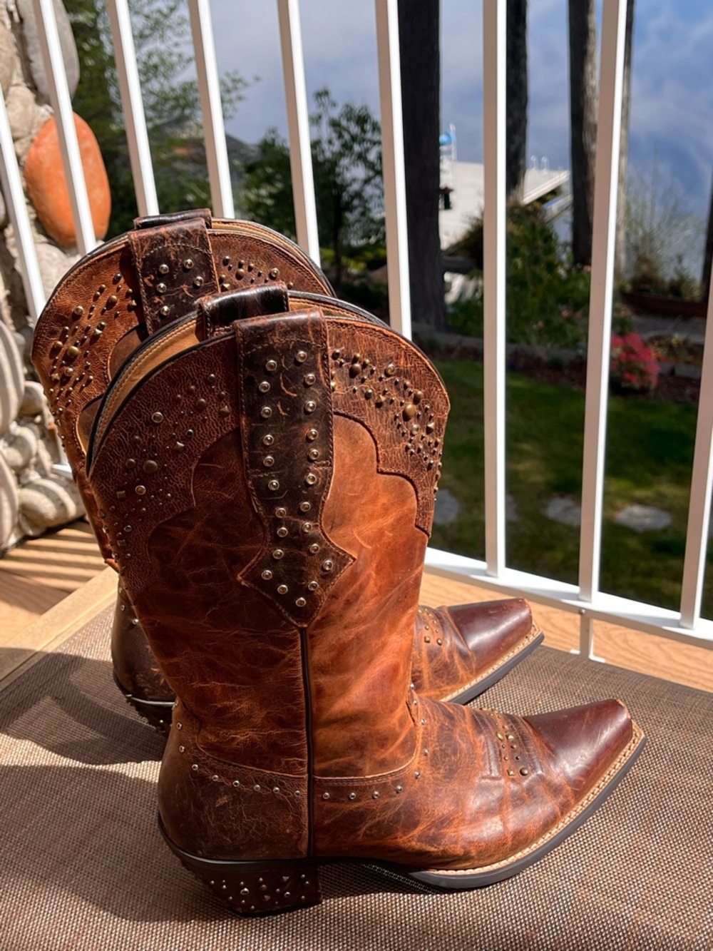 Ariat Rhinestone Cowgirl Sassy Studded Brown Leather Western Boots 10B 10006850 - Picture 14 of 15
